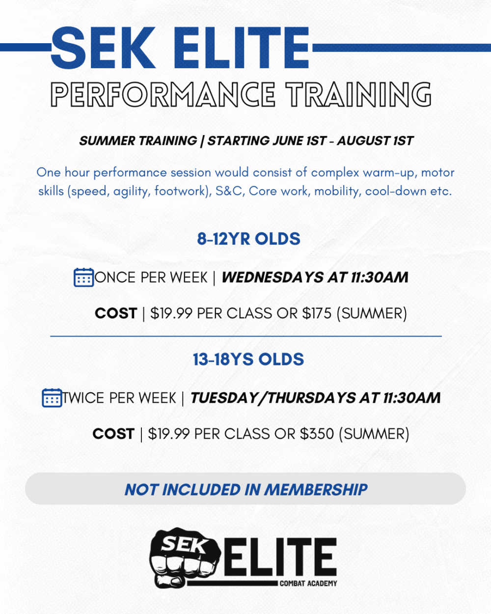 SEK Elite Summer Performance Training